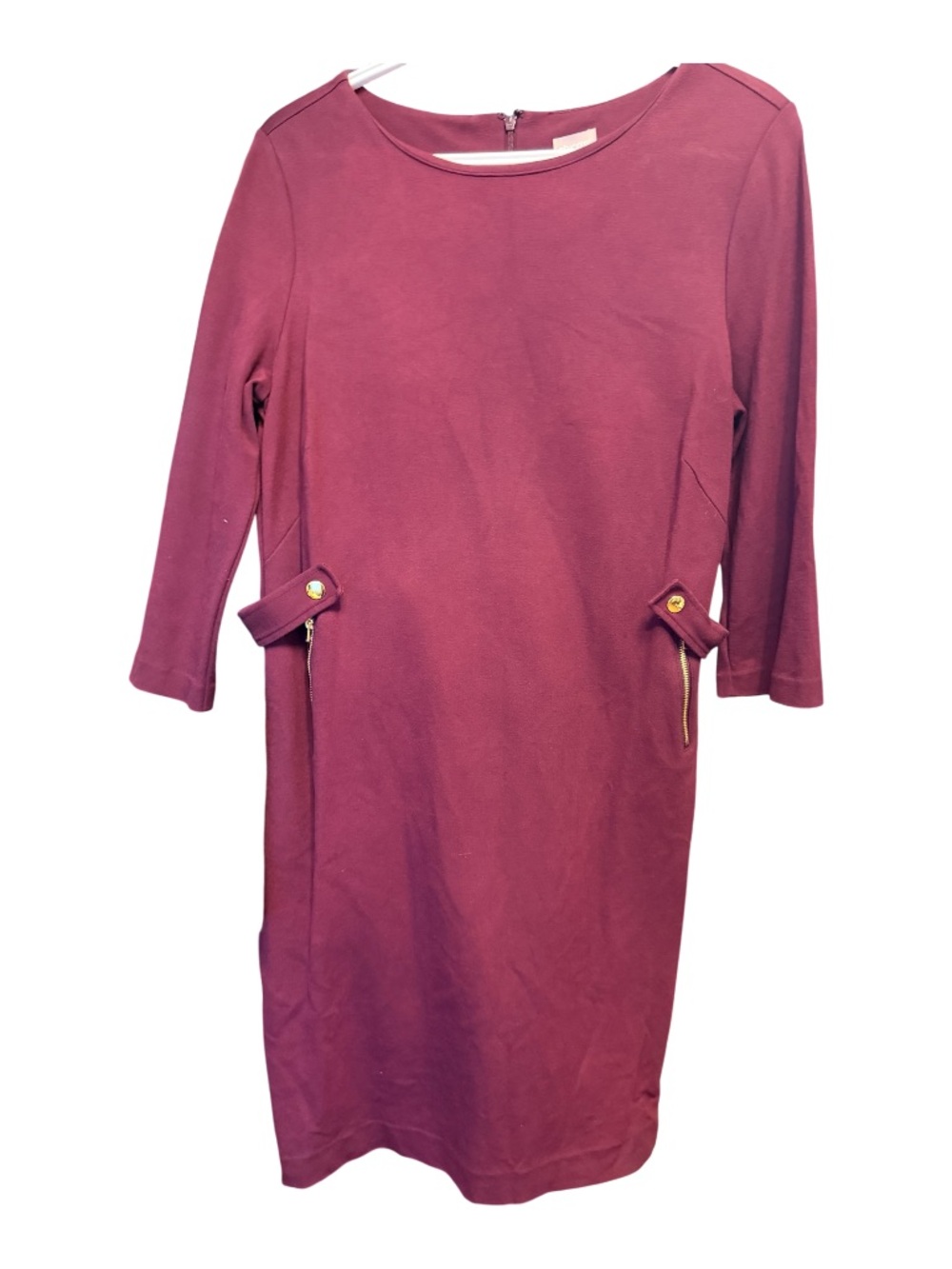 Chico's Wine Burgundy Three-Quarter Sleeve Shift Dress